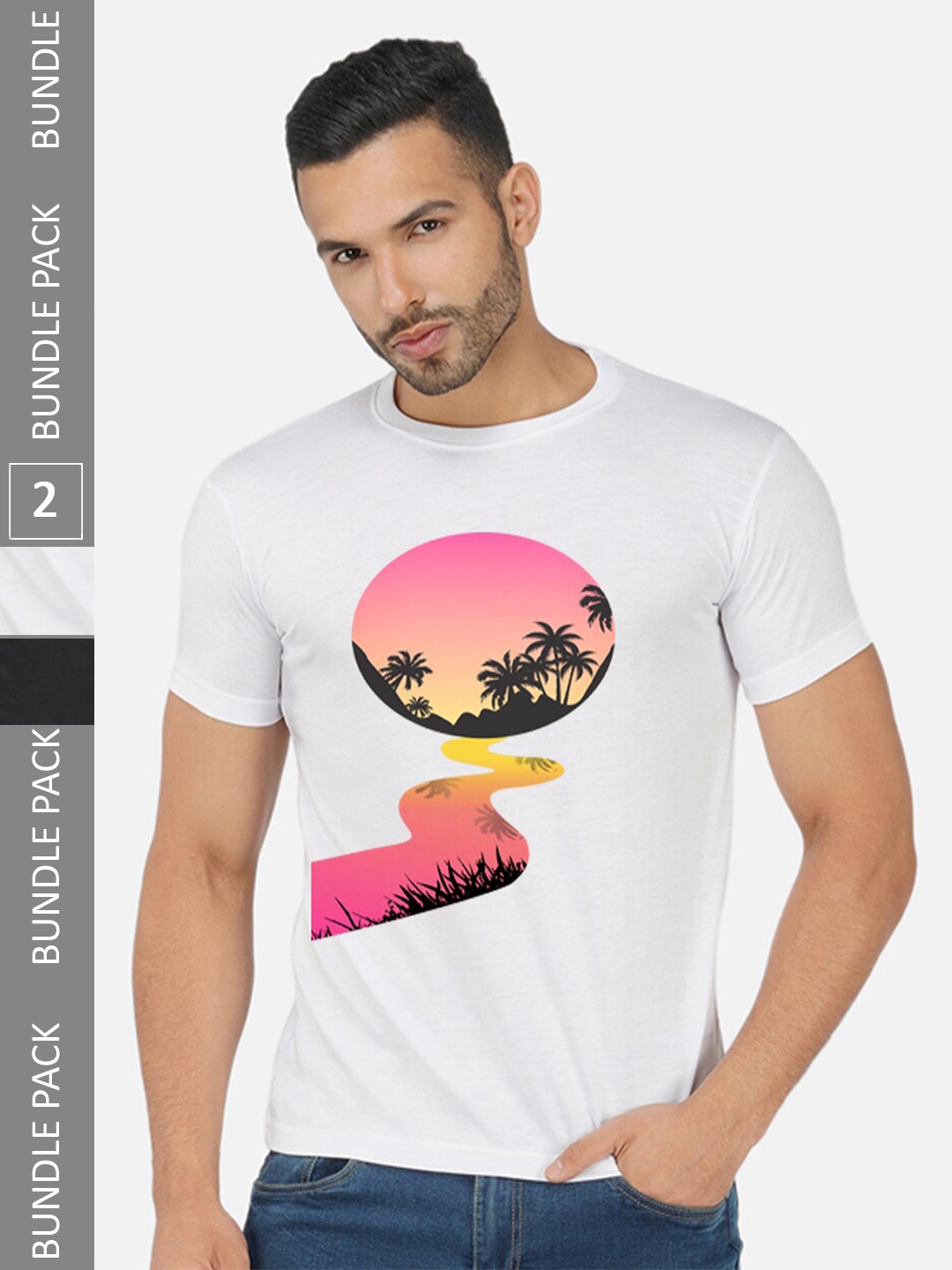 

CHOZI Pack Of 2 Printed Cotton T-shirt, White