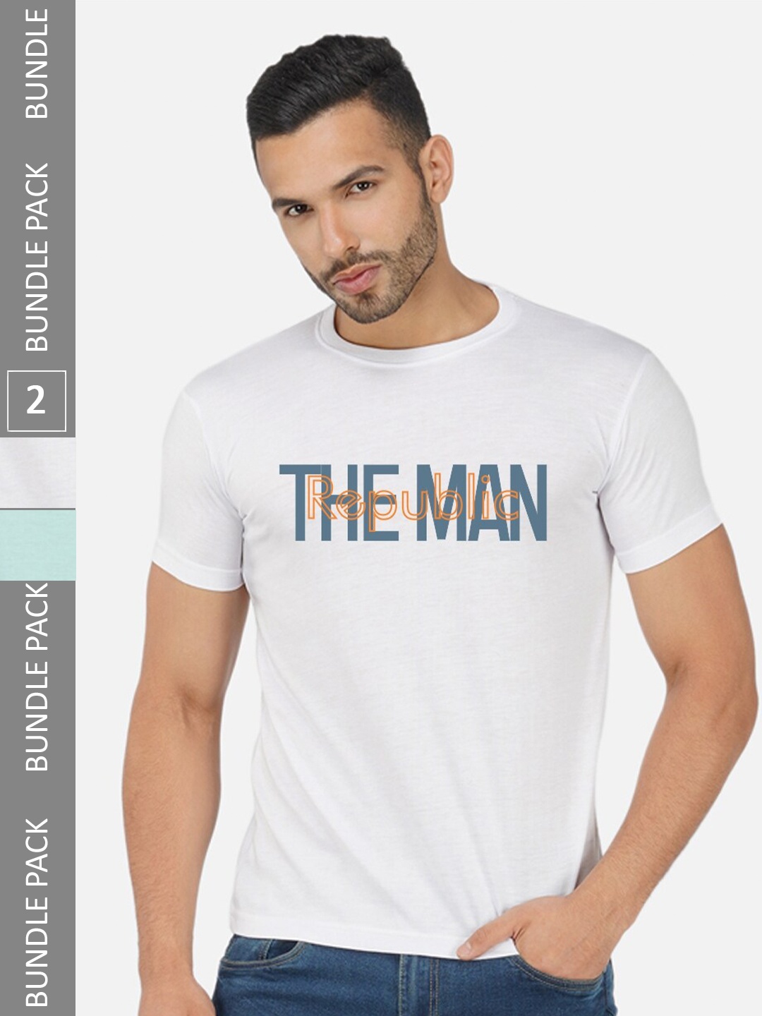 

CHOZI Pack Of 2 Typography Printed Cotton T-shirts, White