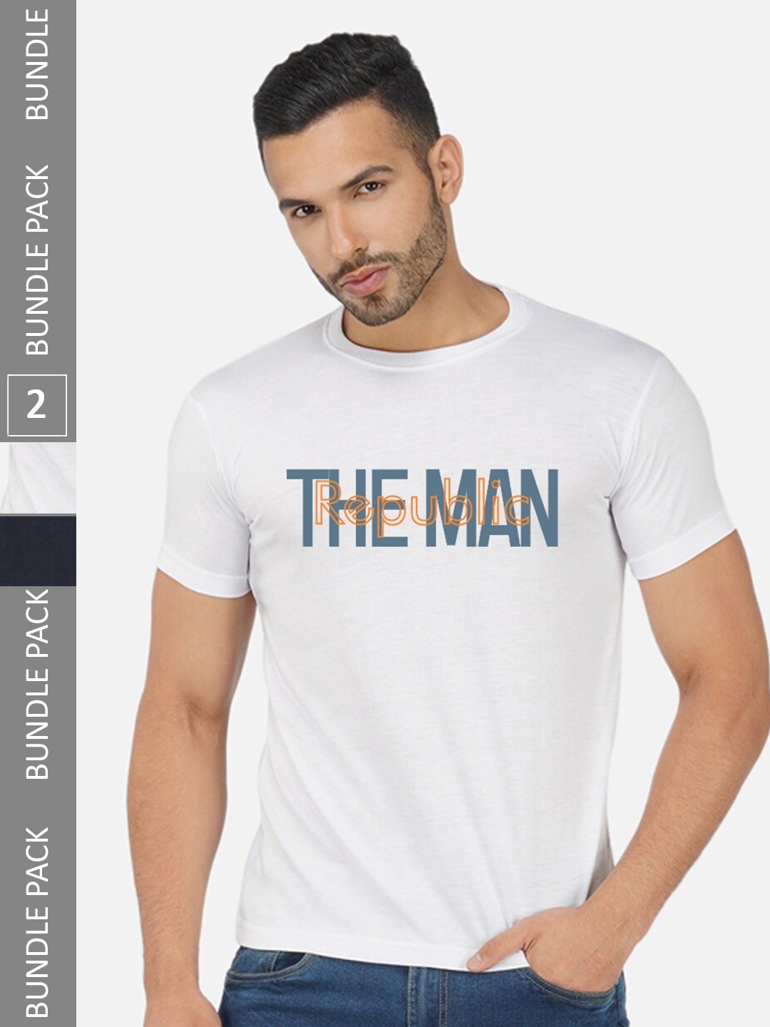 

CHOZI Pack Of 2 Typography Printed Cotton T-shirt, White