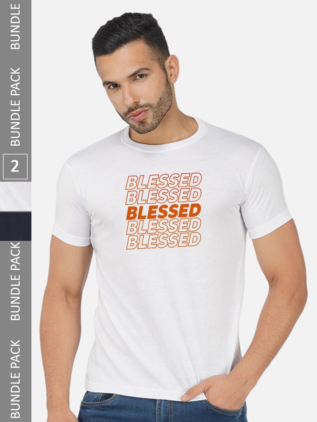 

CHOZI Pack Of 2 Typography Printed Cotton T-shirt, White