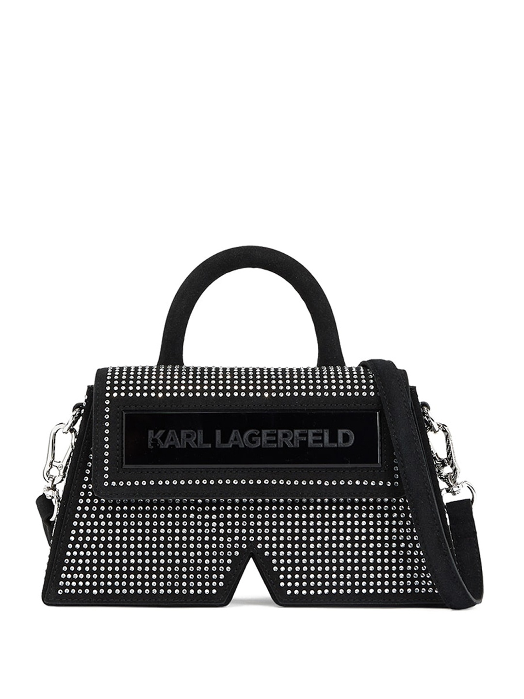 

Karl Lagerfeld Embellished Leather Structured Handheld Bag, Black