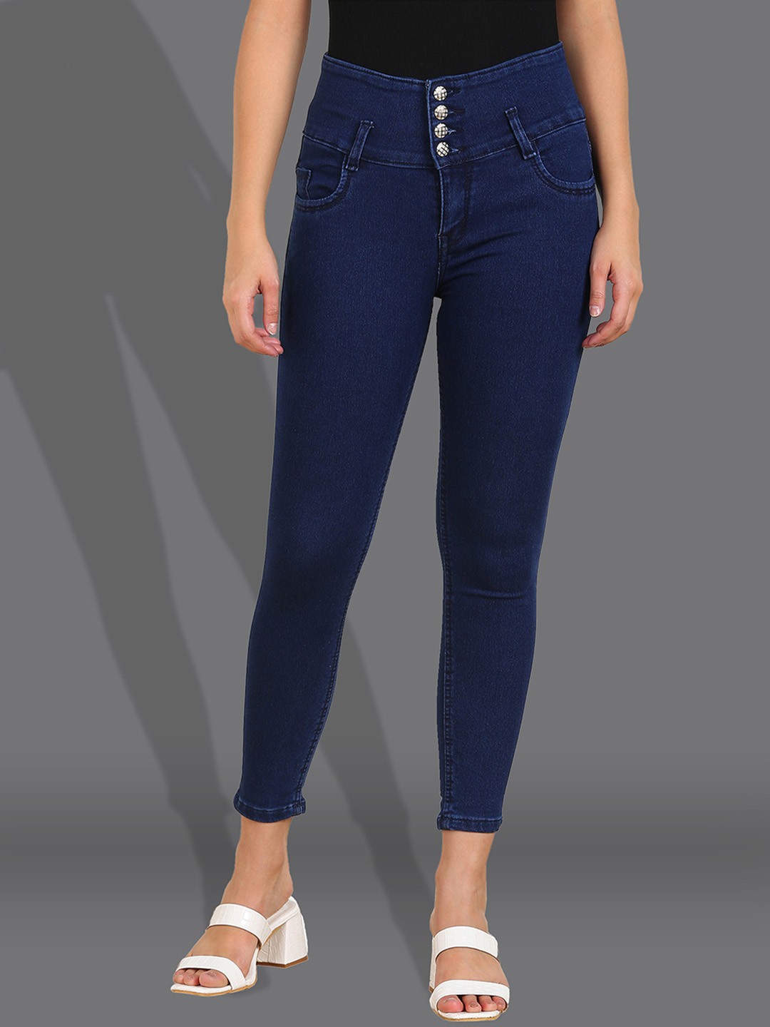 

F2M Women Slim Fit High-Rise Clean Look Stretchable Denim Jeans, Navy blue