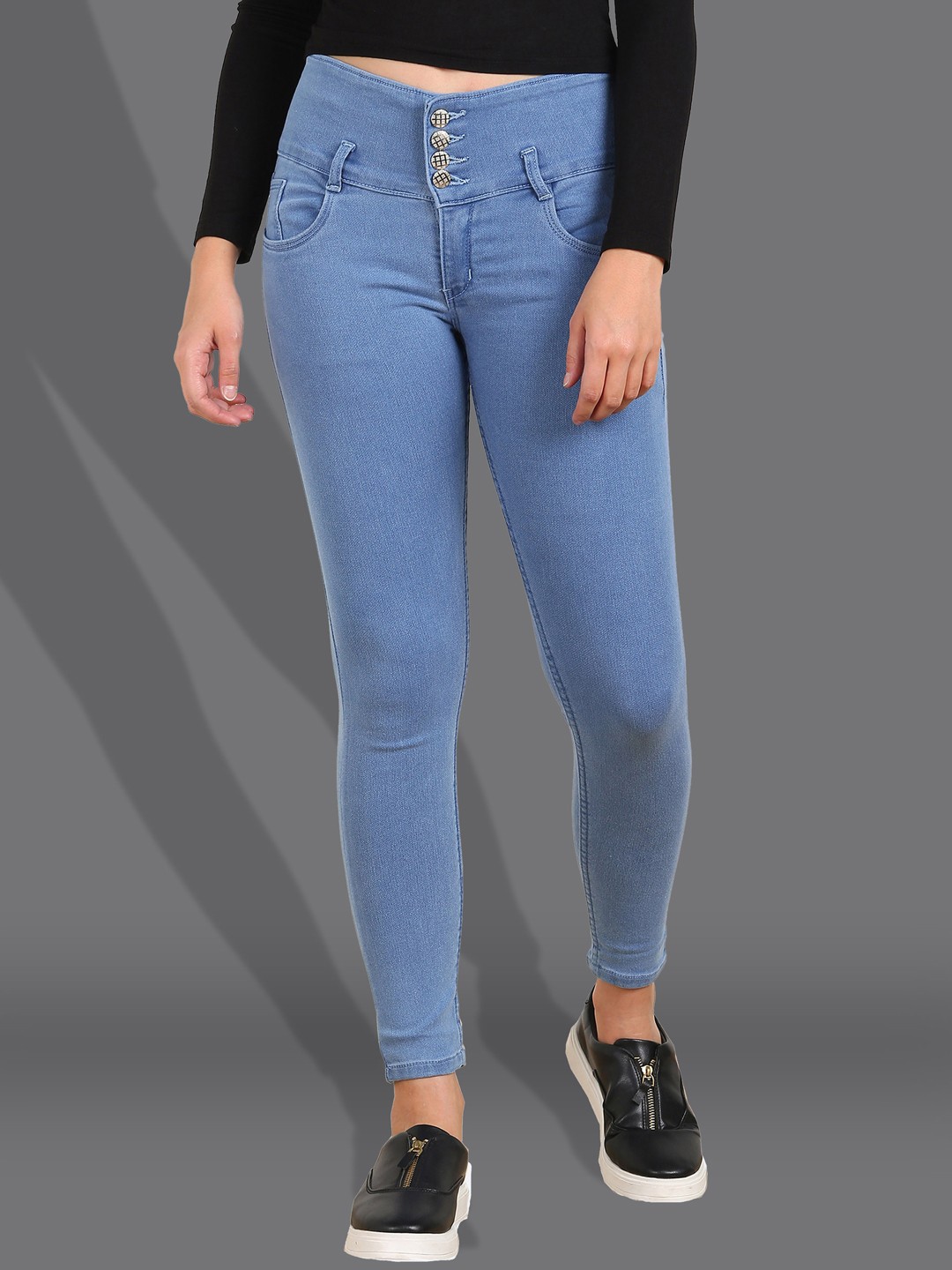 

F2M Women Slim Fit High-Rise Clean Look Stretchable Denim Jeans, Turquoise blue