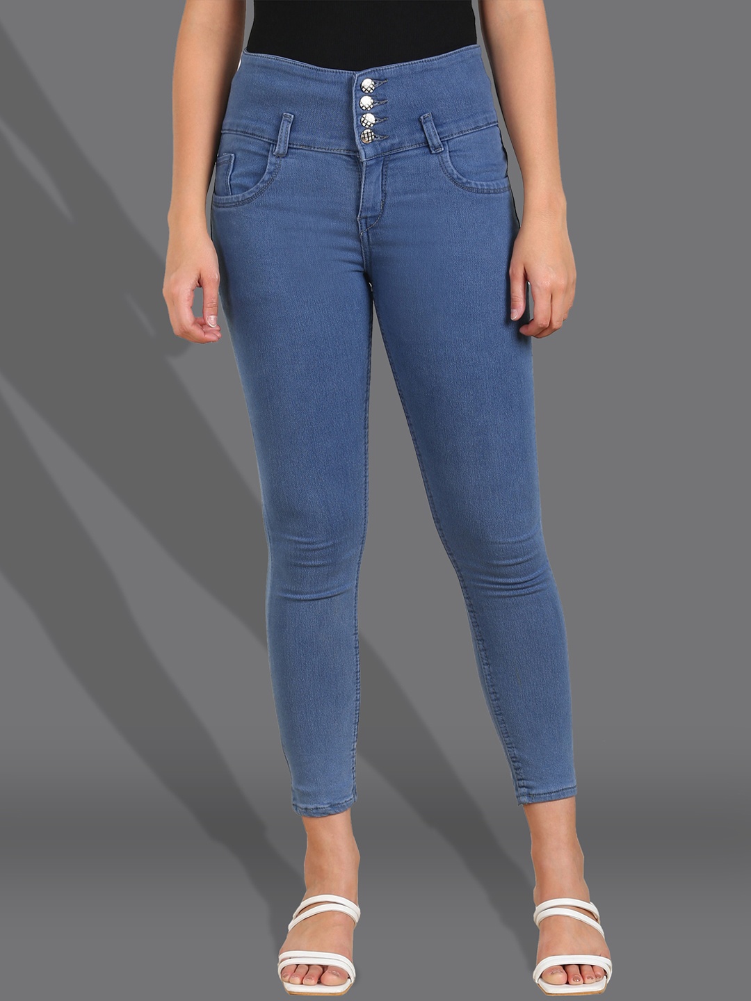 

F2M Women Slim Fit High-Rise Clean Look Stretchable Denim Jeans, Grey