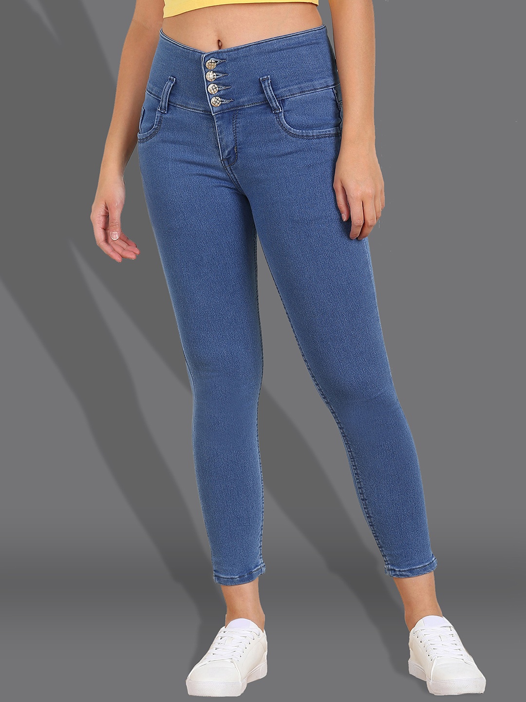 

F2M Women Slim Fit Mid Rise High Stretchable Jeans, Blue