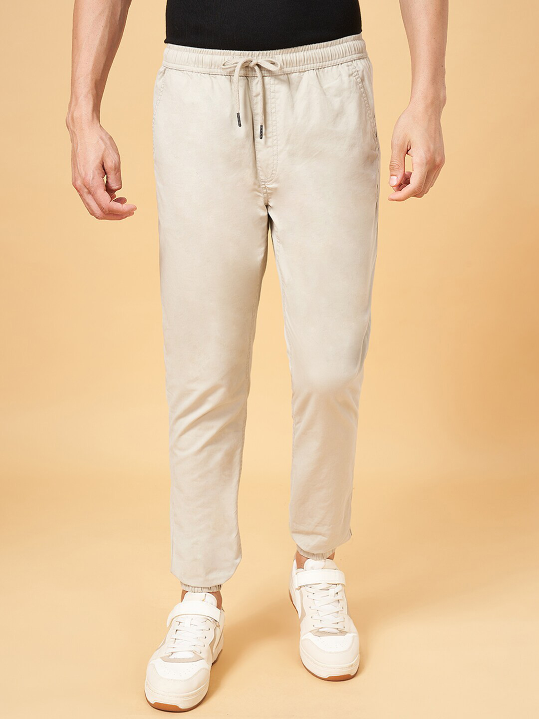 

Urban Ranger by pantaloons Men Mid Rise Cotton Joggers, Beige