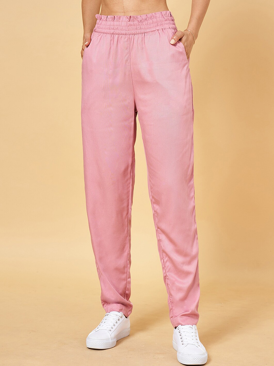 

Honey by Pantaloons Women High-Rise Chinos Trousers, Pink