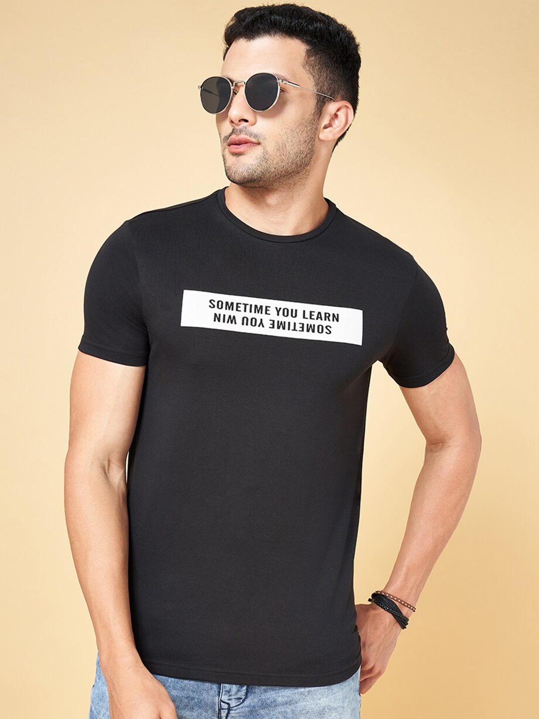 

People Typography Printed Round Neck T-shirt, Black