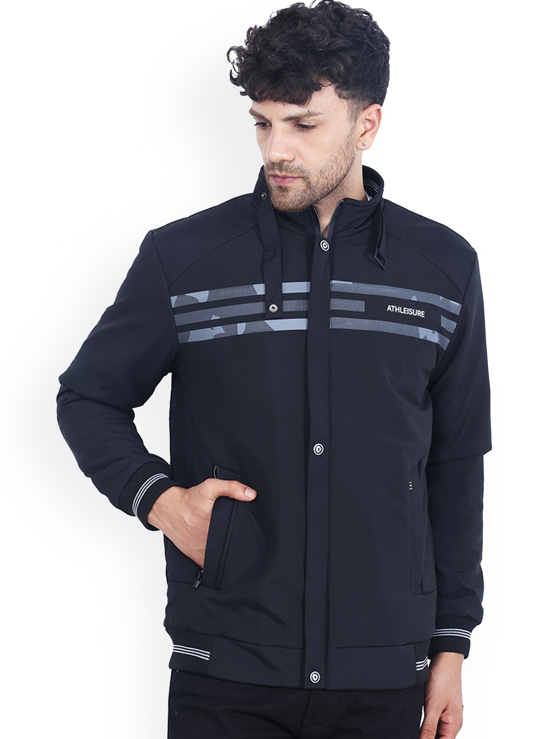 

Dollar Socks Mock Collar Button Detail Sweatshirt, Black