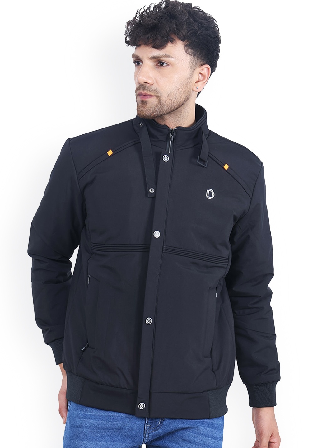 

Dollar Socks Mock Collar Button Detail Sweatshirt, Black