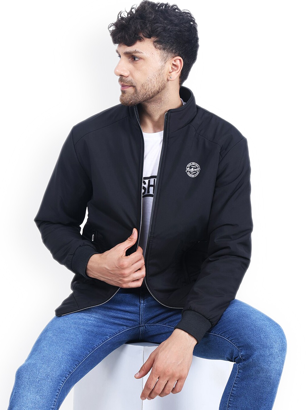 

Dollar Socks Mock Collar Sweatshirt, Black