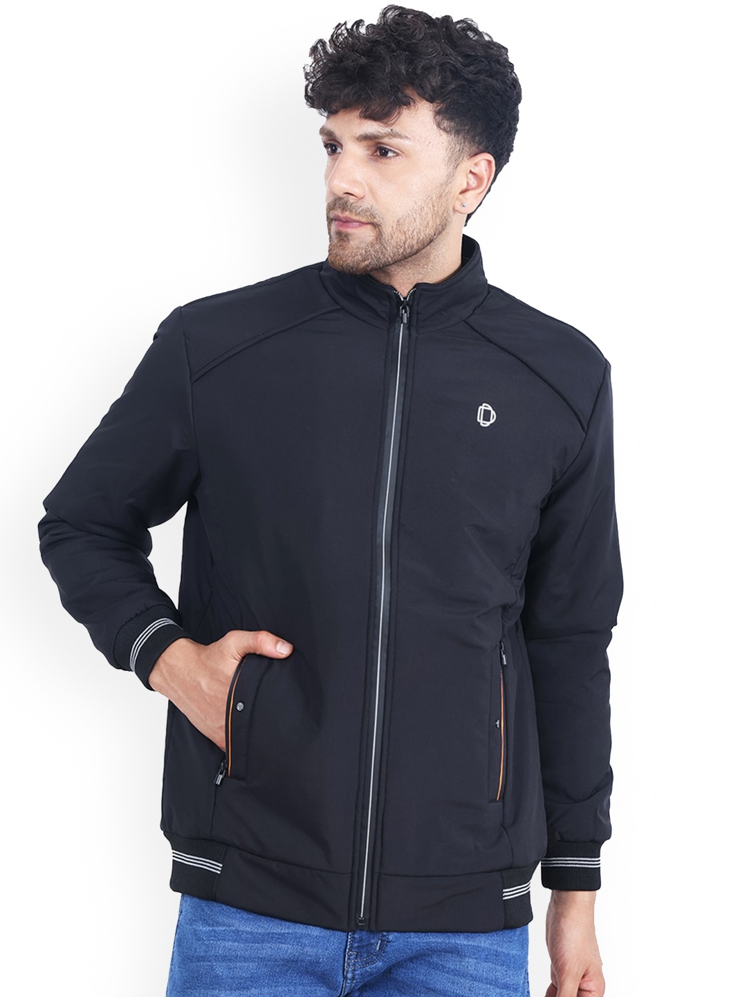 

Dollar Socks Lightweight Mock Collar Bomber Jacket, Black