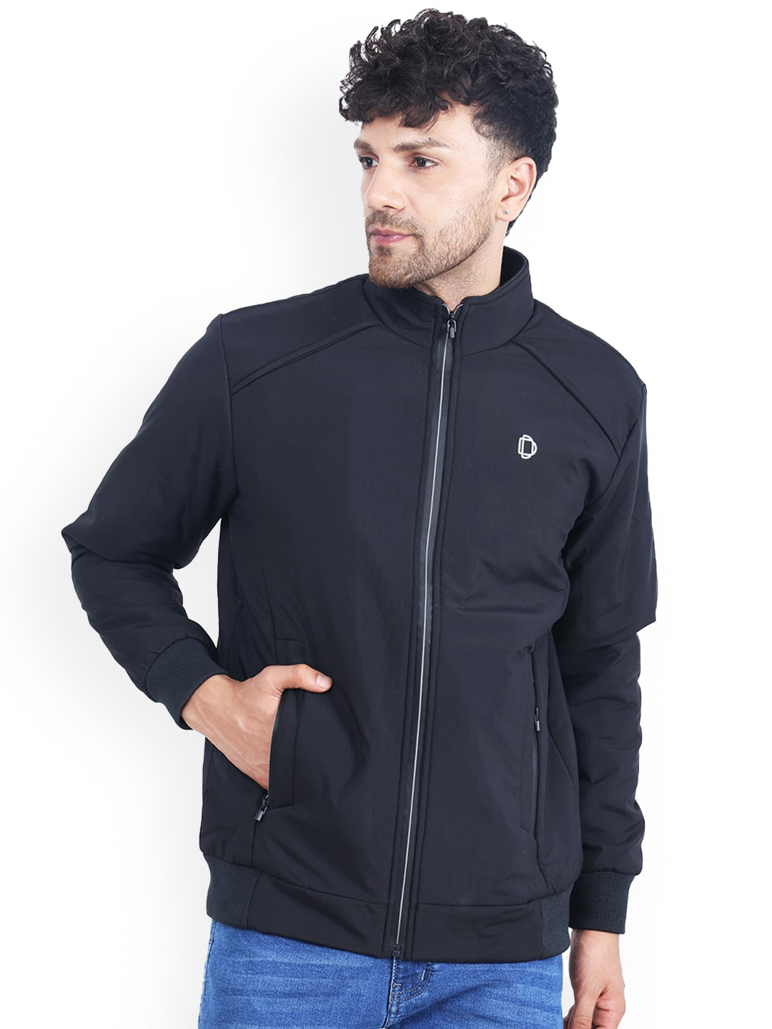 

Dollar Socks Mock Collar Lightweight Bomber Jacket, Navy blue