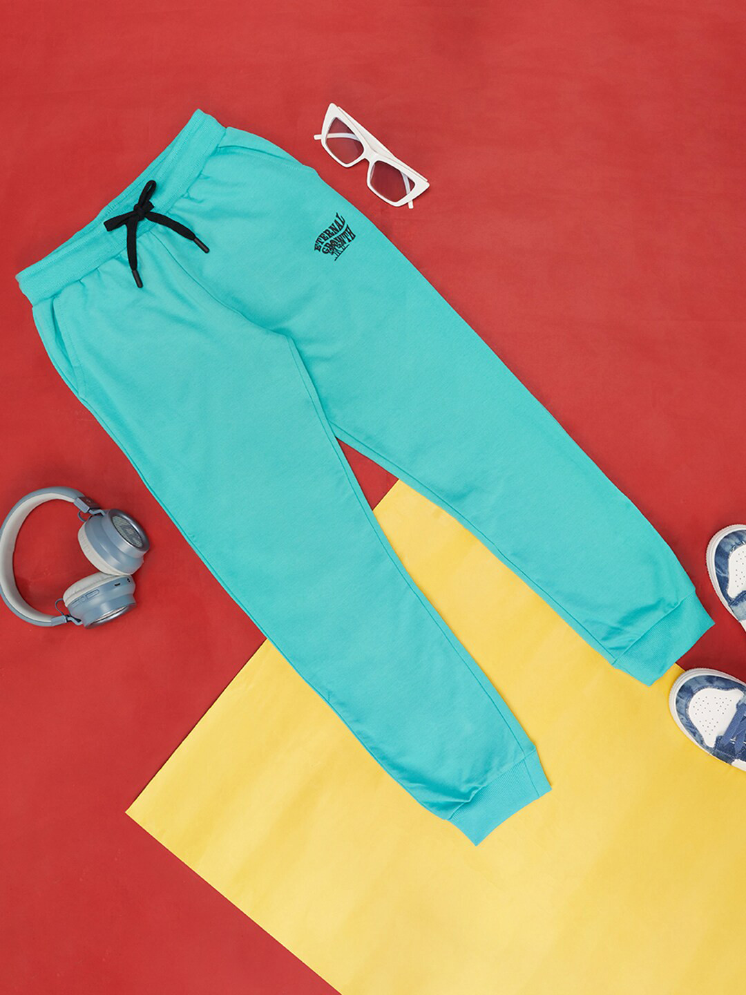 

Pantaloons Junior Boys Mid-Rise Cotton Joggers, Sea green