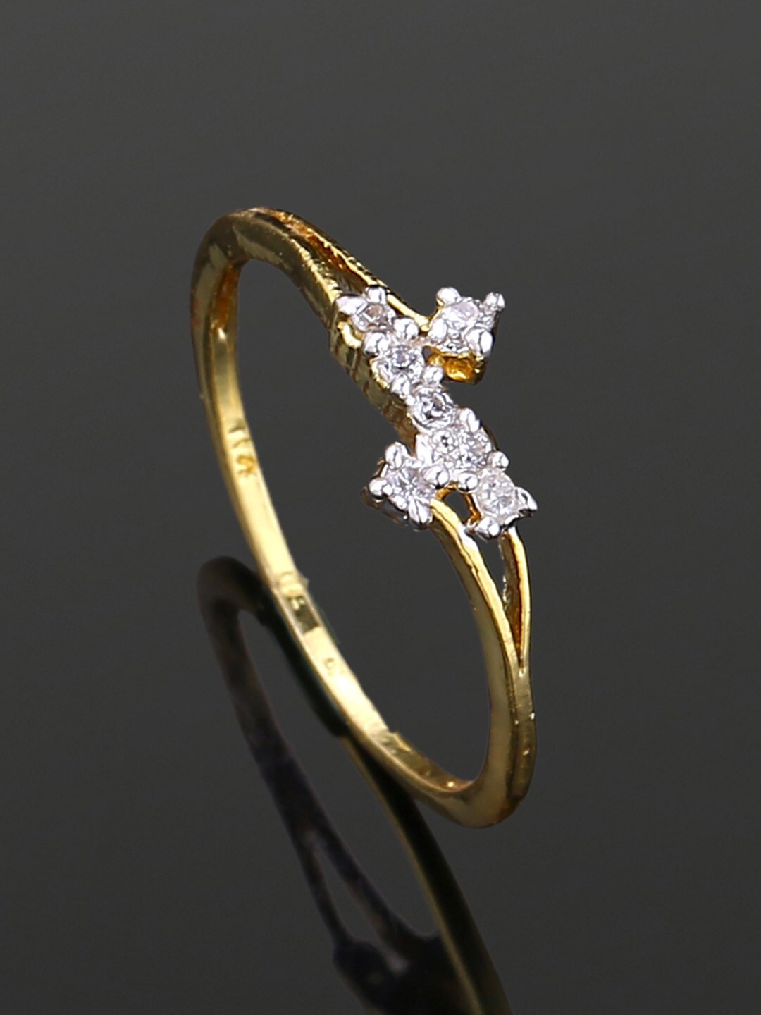 

Estele Gold-Plated CZ Studded Finger Ring, White