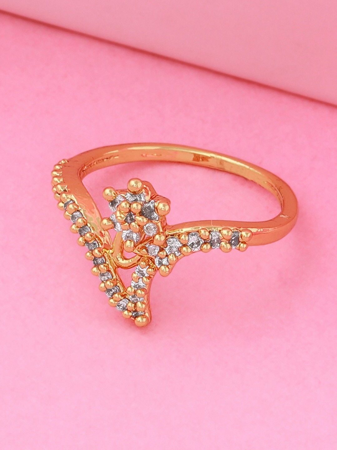 

Estele Gold-Plated CZ Finger Ring, Grey