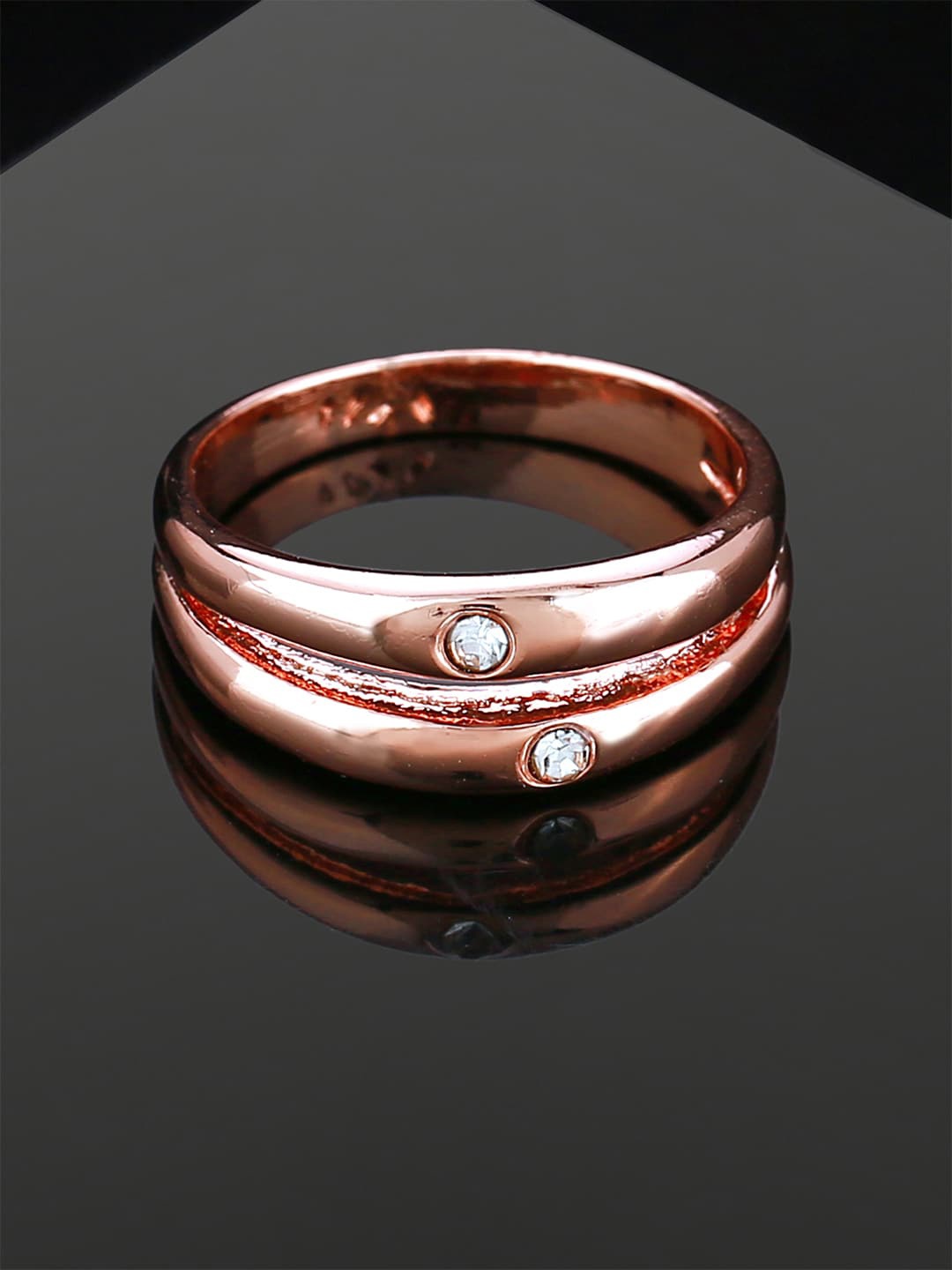 

Estele Rose Gold-Plated Stone-Studded Adjustable Finger Ring