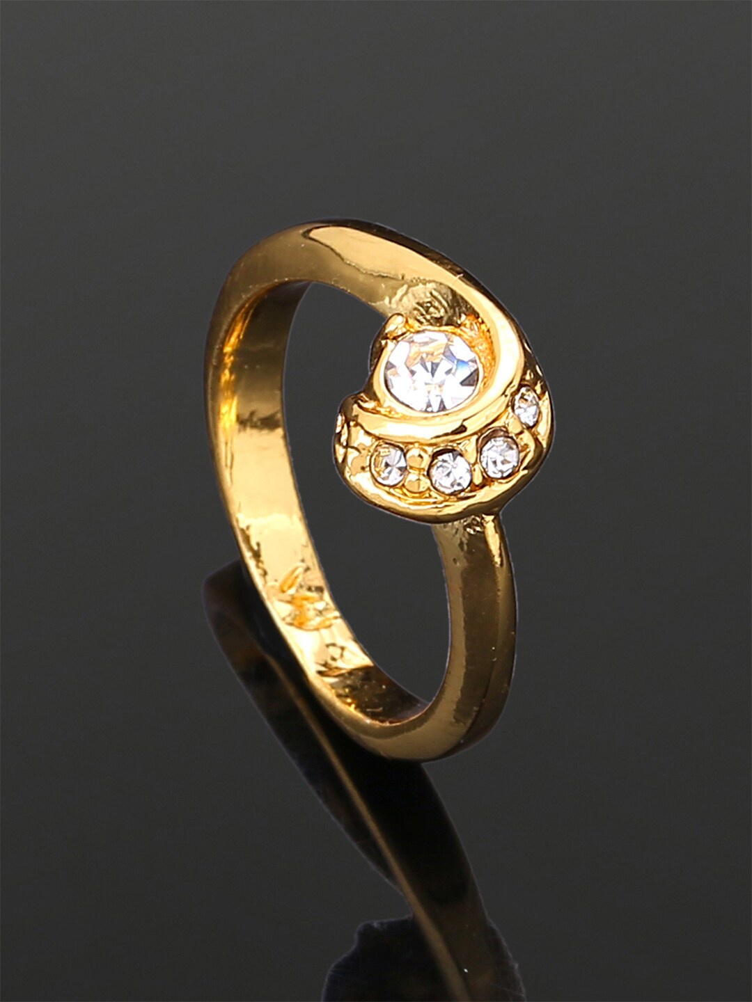 

Estele Gold-Plated Crystal-Studded Adjustable Finger Ring, White