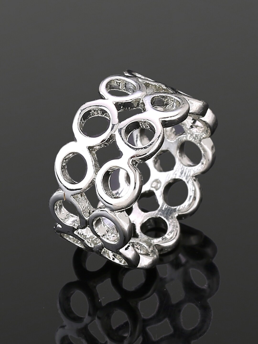 

Estele Rhodium-Plated Finger Ring, Silver