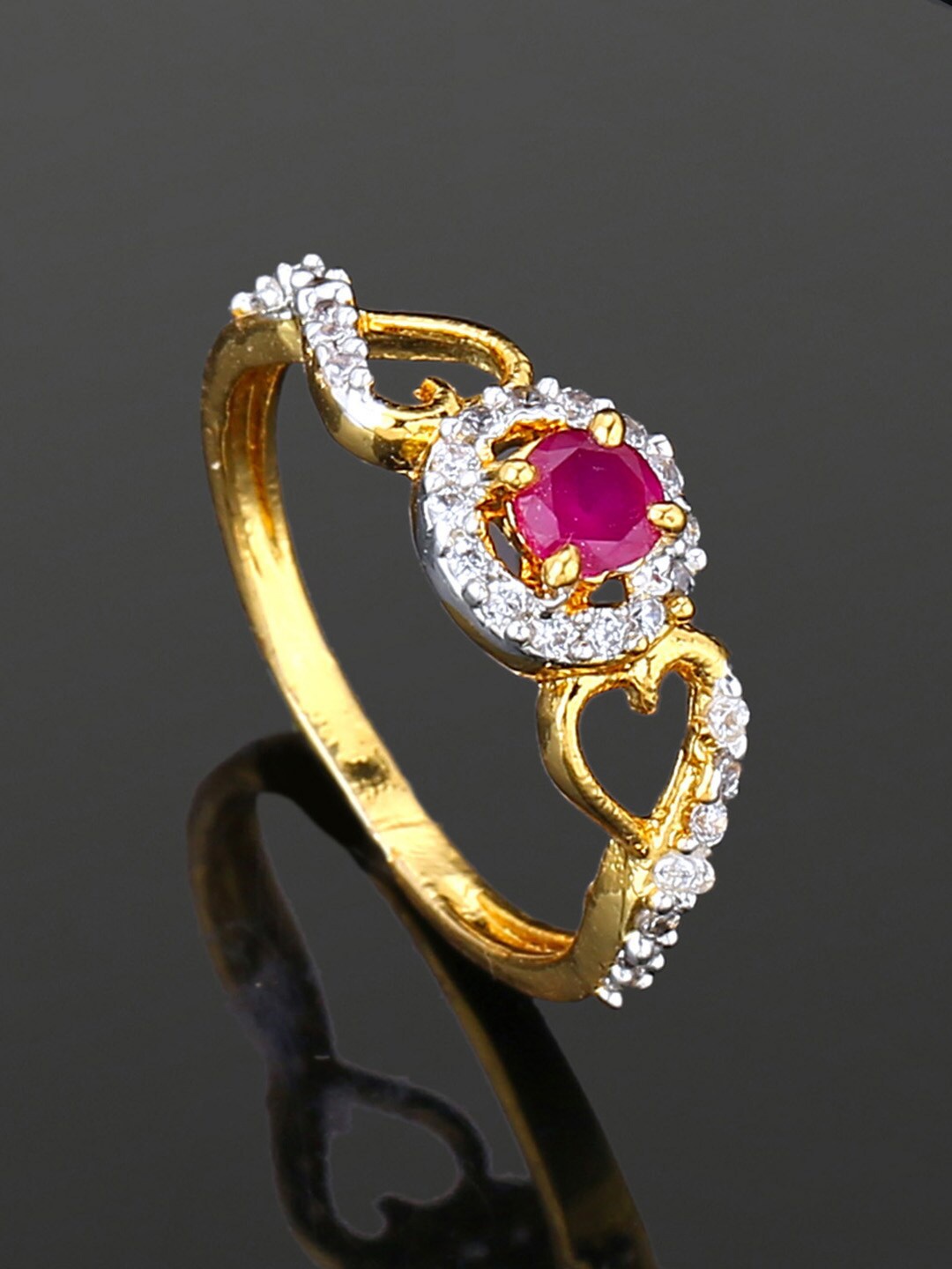 

Estele Gold-Plated CZ Studded Adjustable Finger Ring