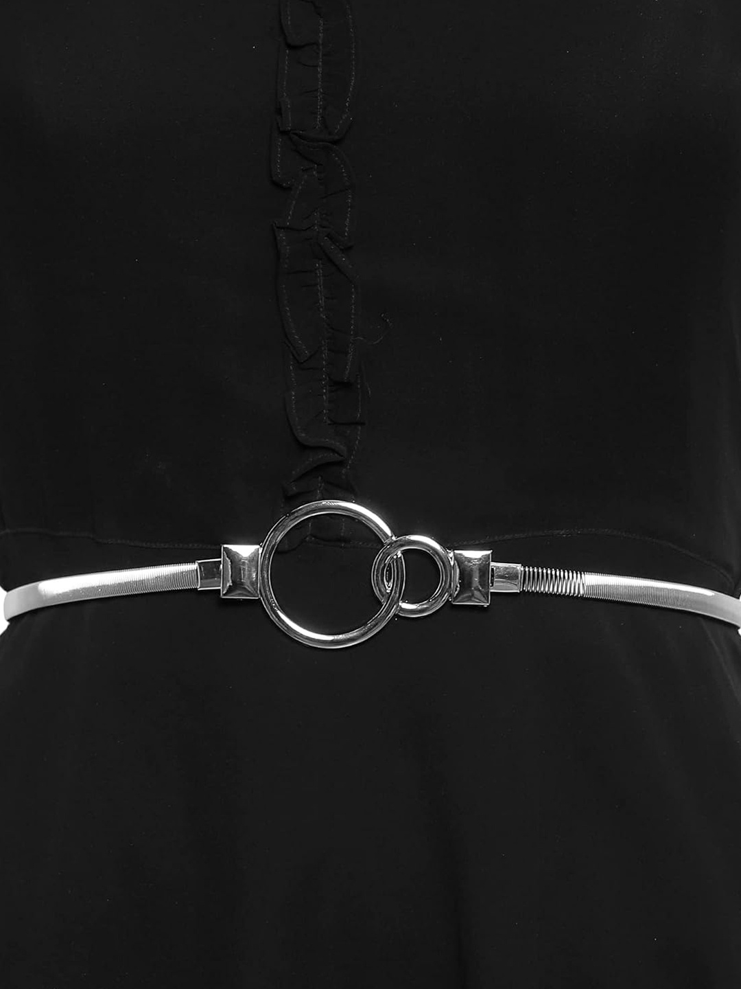 

Zacharias Women Stretchable Textured Belt, Silver