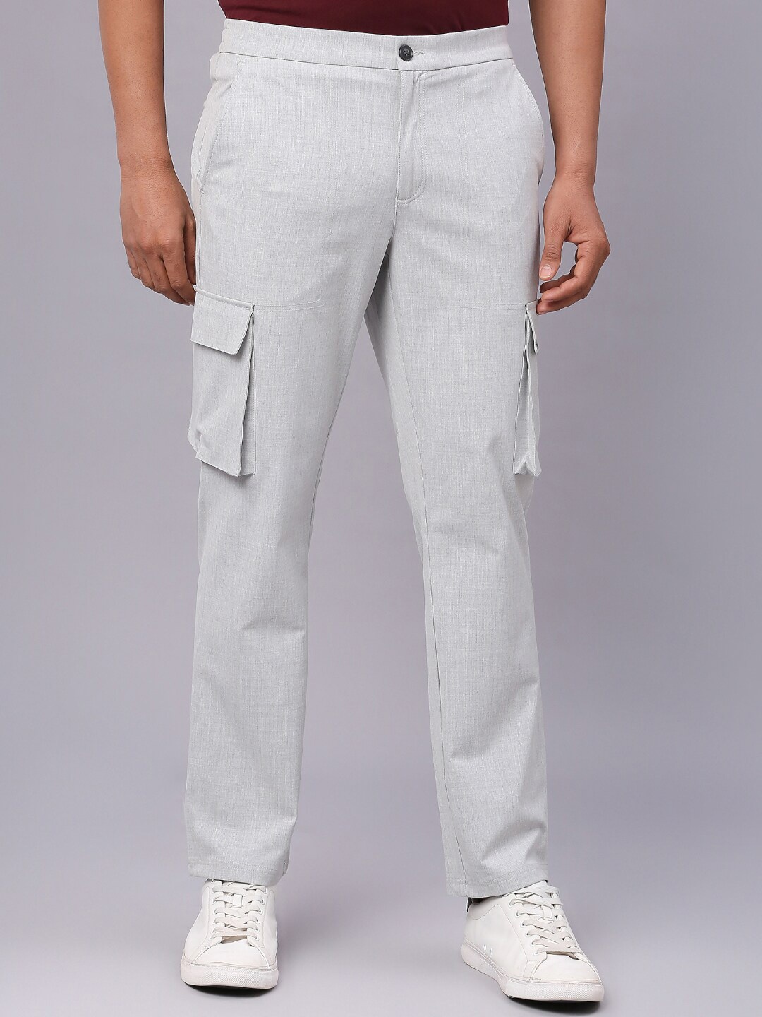 

ONEMILE Men Mid-Rise Cargo Trousers, Grey