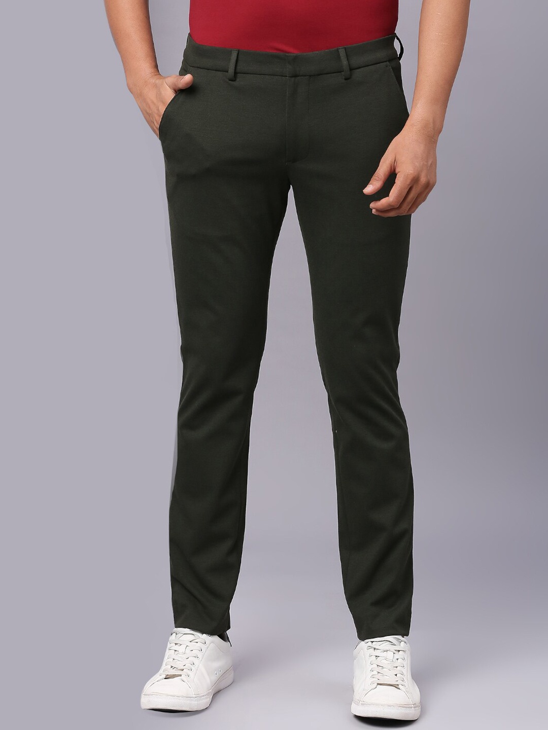 

ONEMILE Men Smart Slim Fit Chino Trousers, Olive