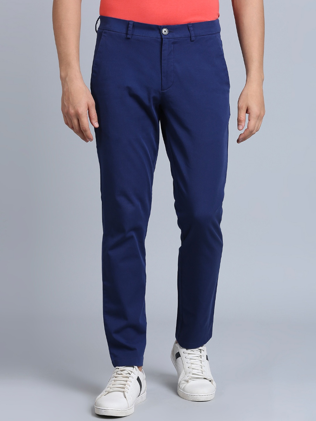 

ONEMILE Men Smart Slim Fit Chino Trousers, Blue