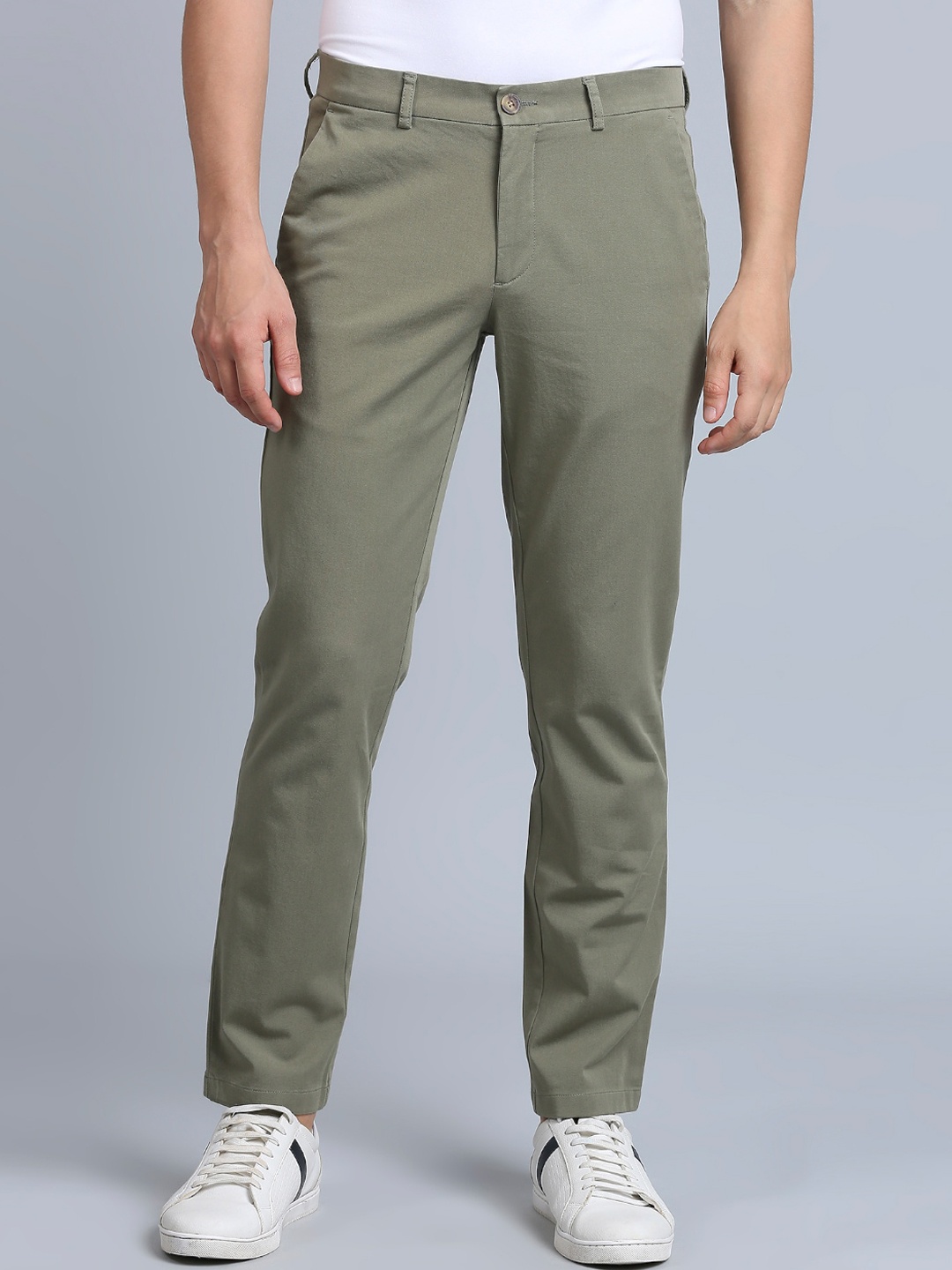 

ONEMILE Men Smart Slim Fit Trousers, Green