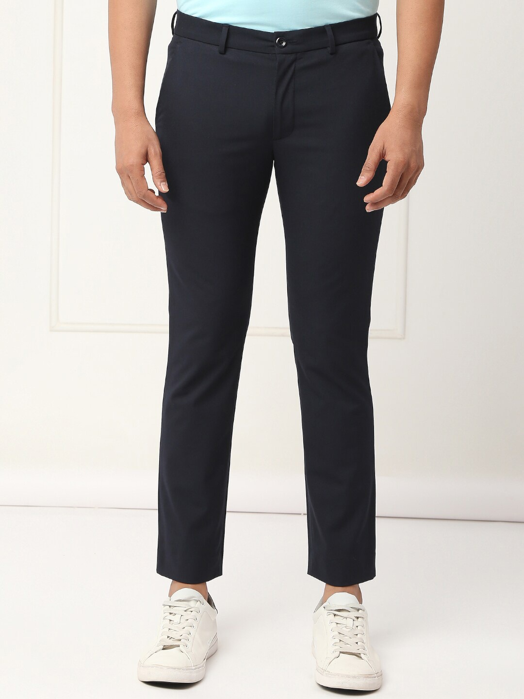 

ONEMILE Men Smart Slim Fit Trousers, Navy blue