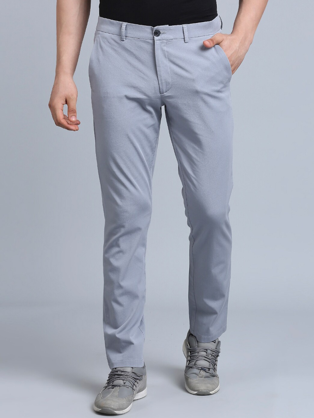 

ONEMILE Men Smart Slim Fit Chinos, Grey