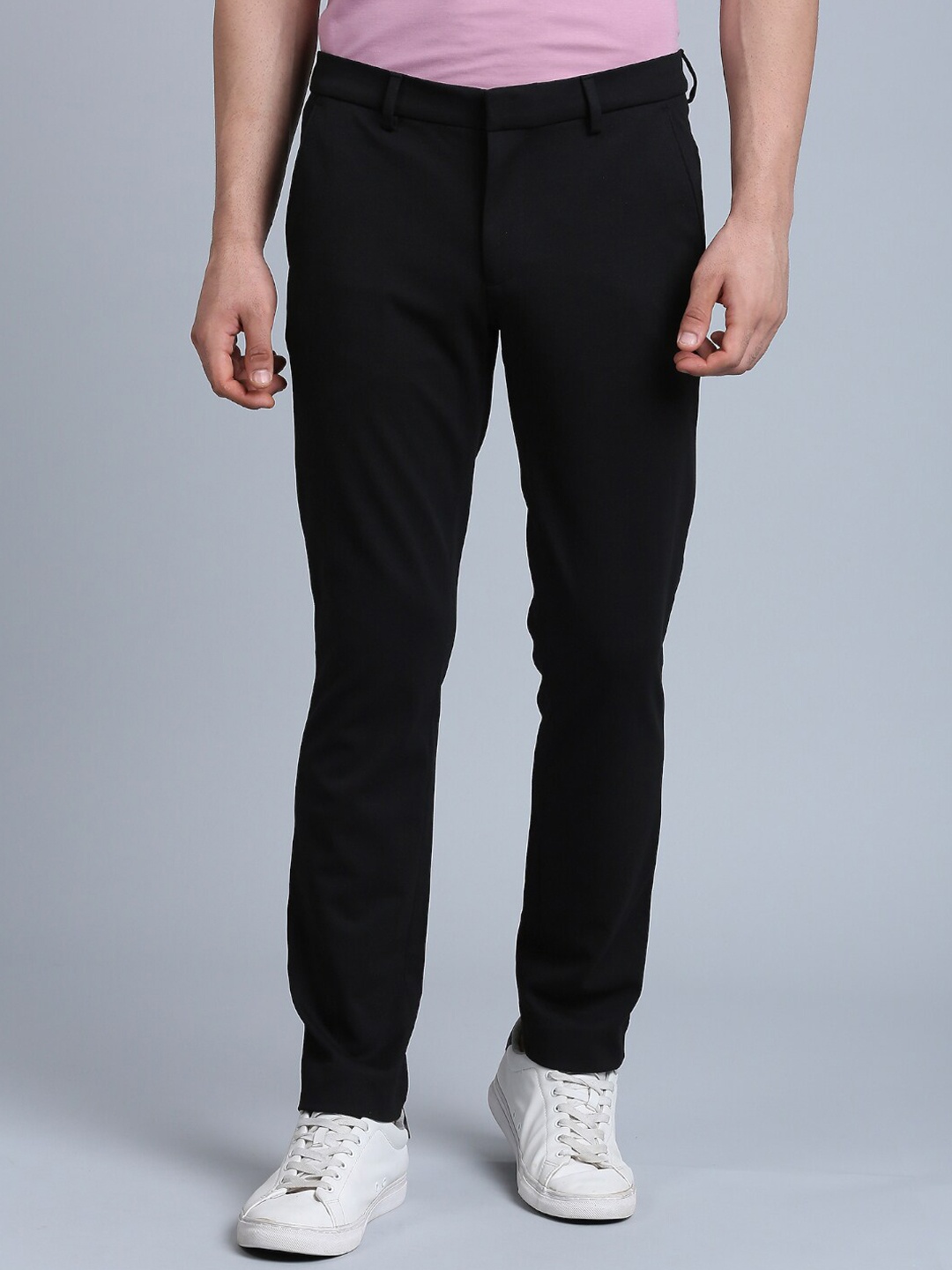 

ONEMILE Men Smart Slim Fit Mid Rise Chinos, Black