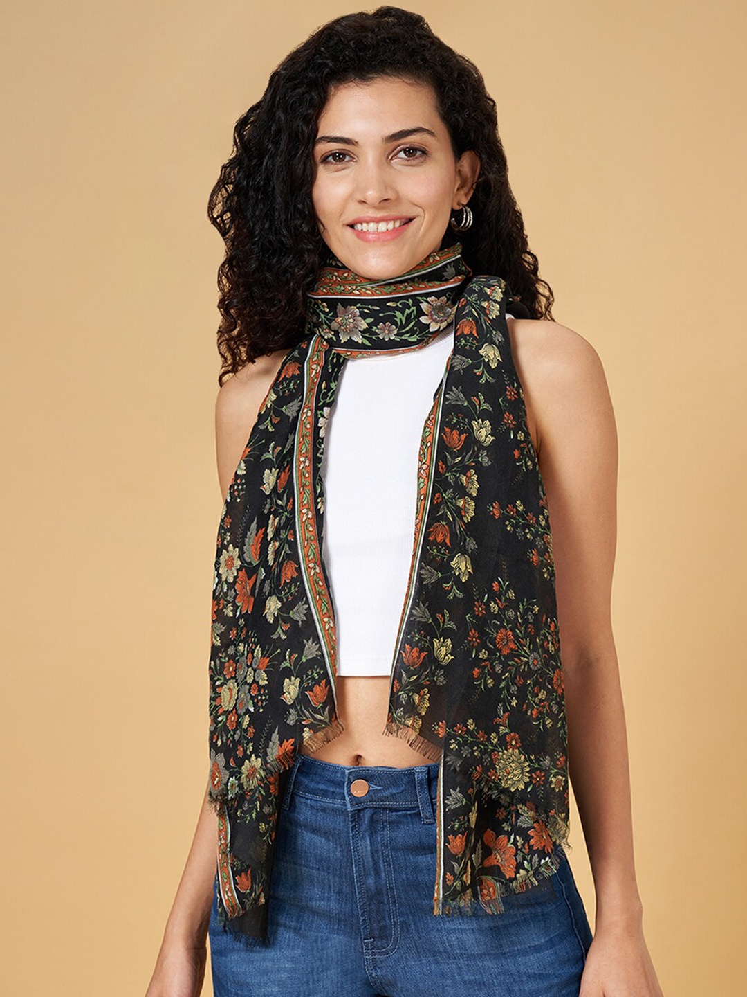 

Honey by Pantaloons Floral Printed Scarf, Black