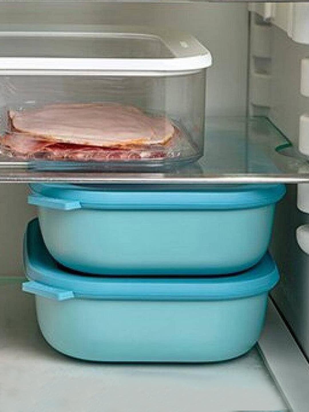 

Mepal Turquoise Blue 3 Pieces Circula Rectangular Kitchen Storage Boxes