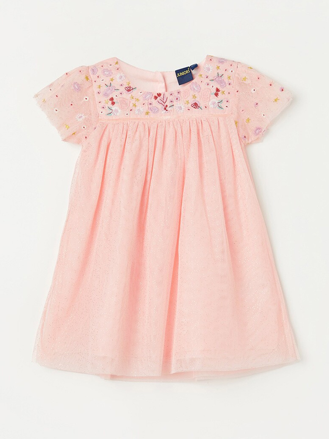 

Juniors by Lifestyle Girls Floral Embroidered Pure Cotton A-Line Dress, Peach