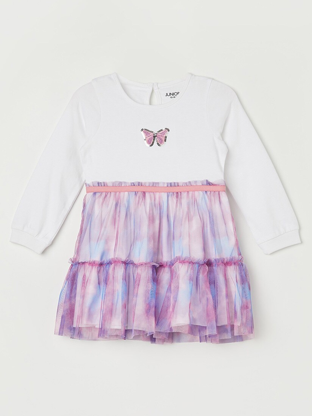 

Juniors by Lifestyle Girls Abstract Printed Pure Cotton Fit & Flare Dress, Lavender