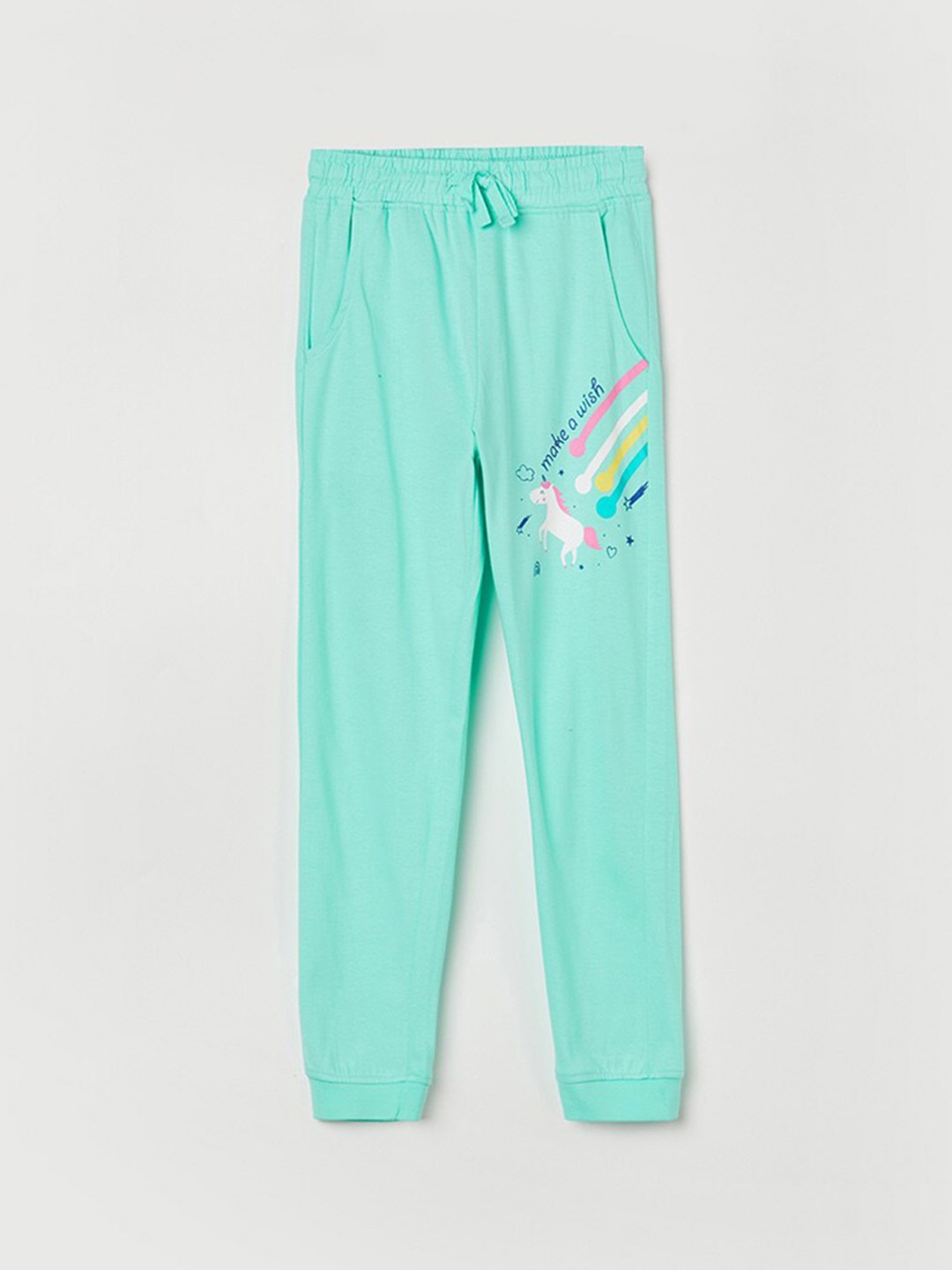 

Fame Forever by Lifestyle Girls Graphic Printed Pure Cotton Joggers, Green