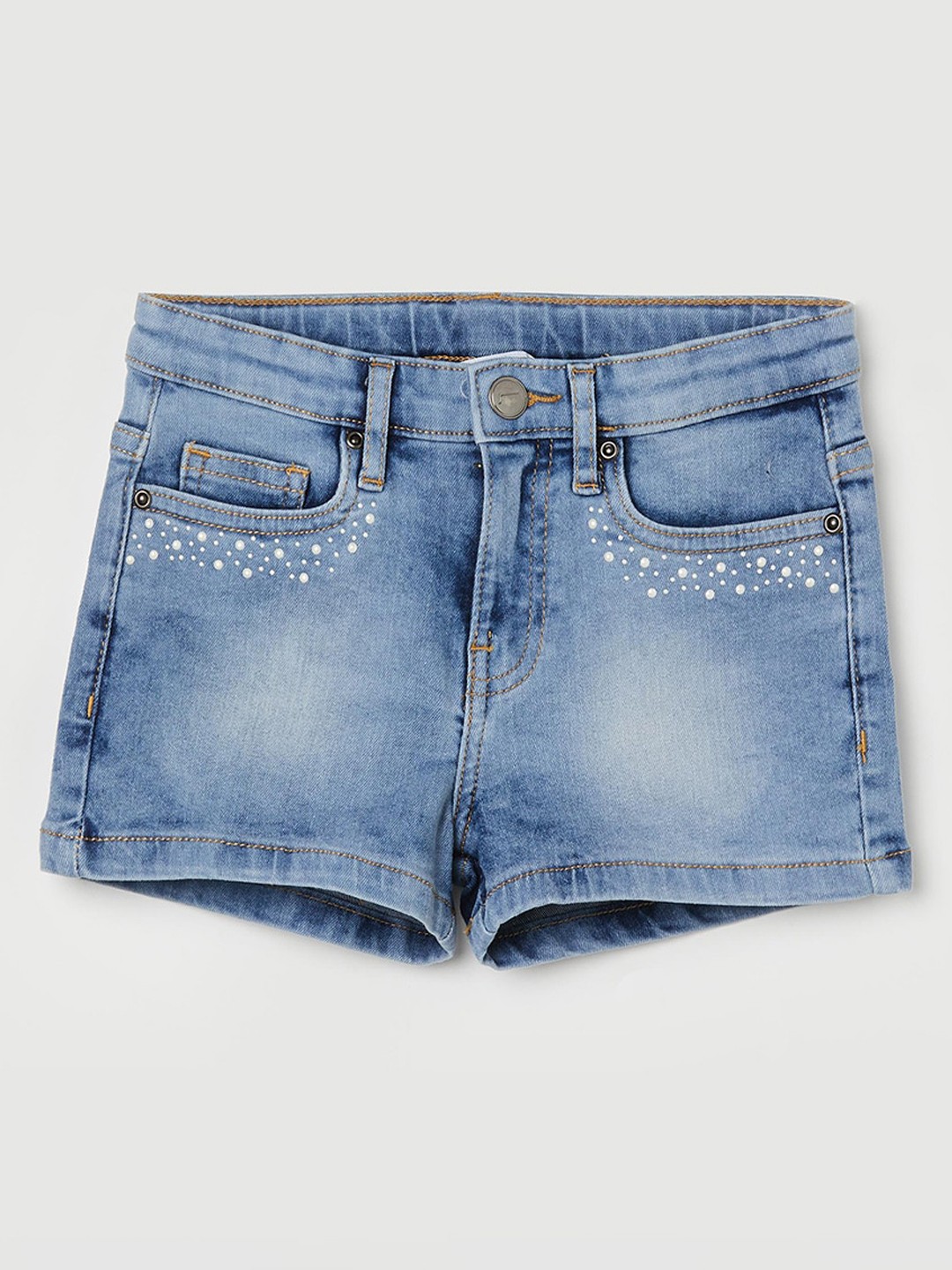 

Fame Forever by Lifestyle Girls Mid Rise Cotton Denim Shorts, Blue