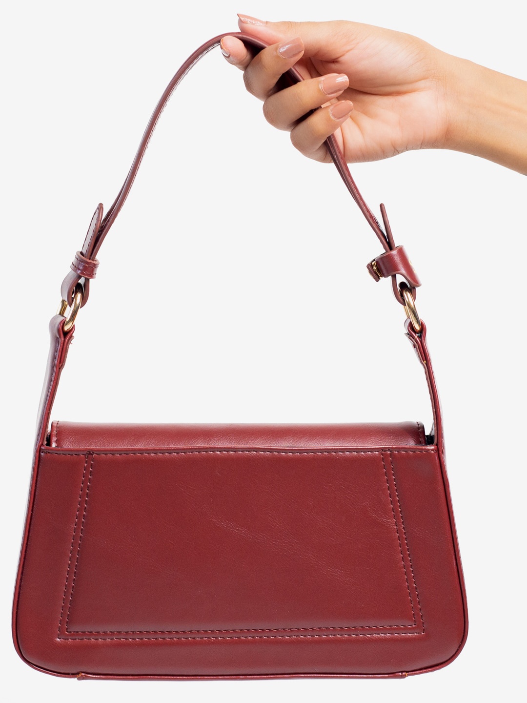 

THE MESSY CORNER Leather Structured Shoulder Bag, Maroon