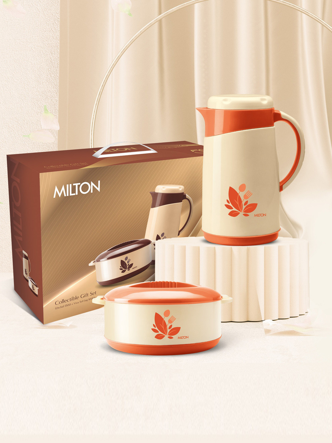 

Milton Orange Collectible Set New Orchid 1500 Casserole 1260 ml Viva Tuff 1000 Flask 1L