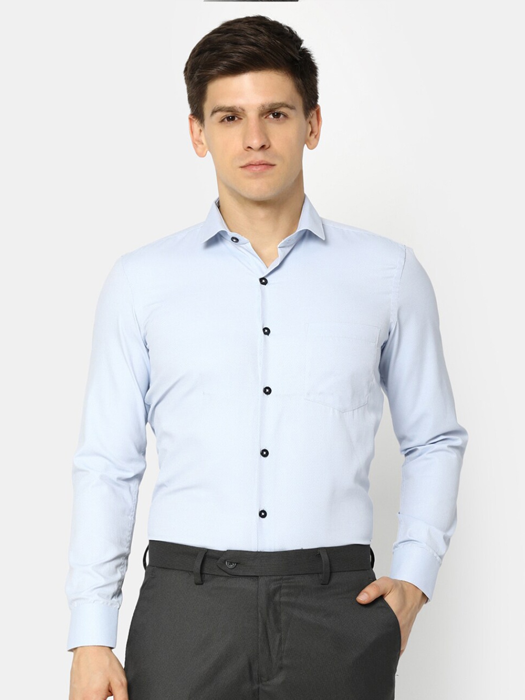 

J White by Vmart Men Blue Opaque Formal Shirt