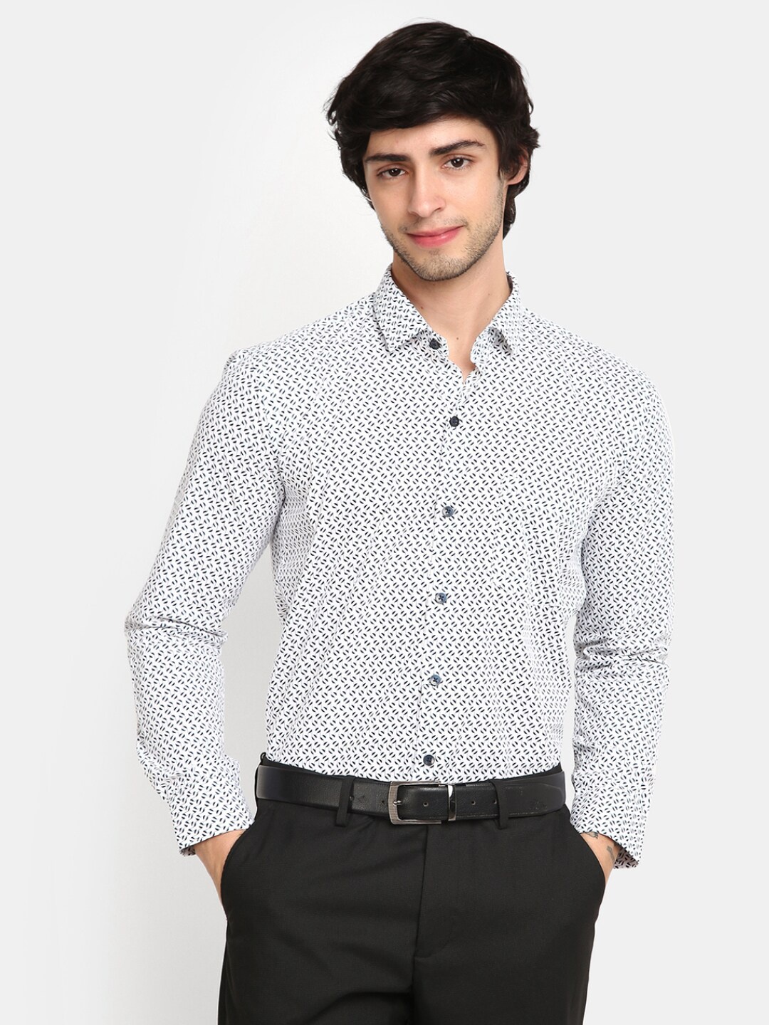 

J White by Vmart Men White Opaque Printed Formal Shirt