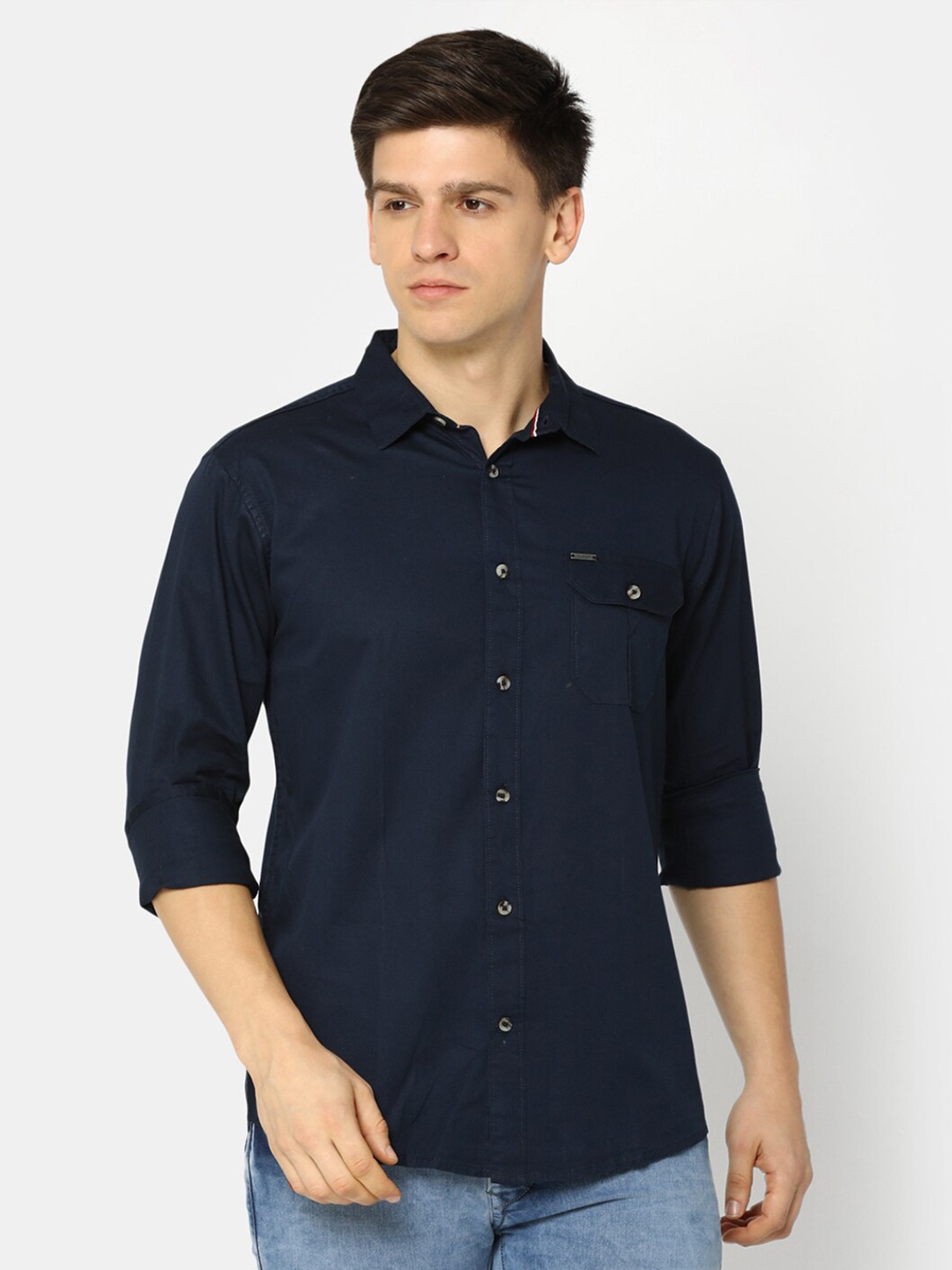 

V-Mart Men Blue Slim Fit Opaque Casual Shirt