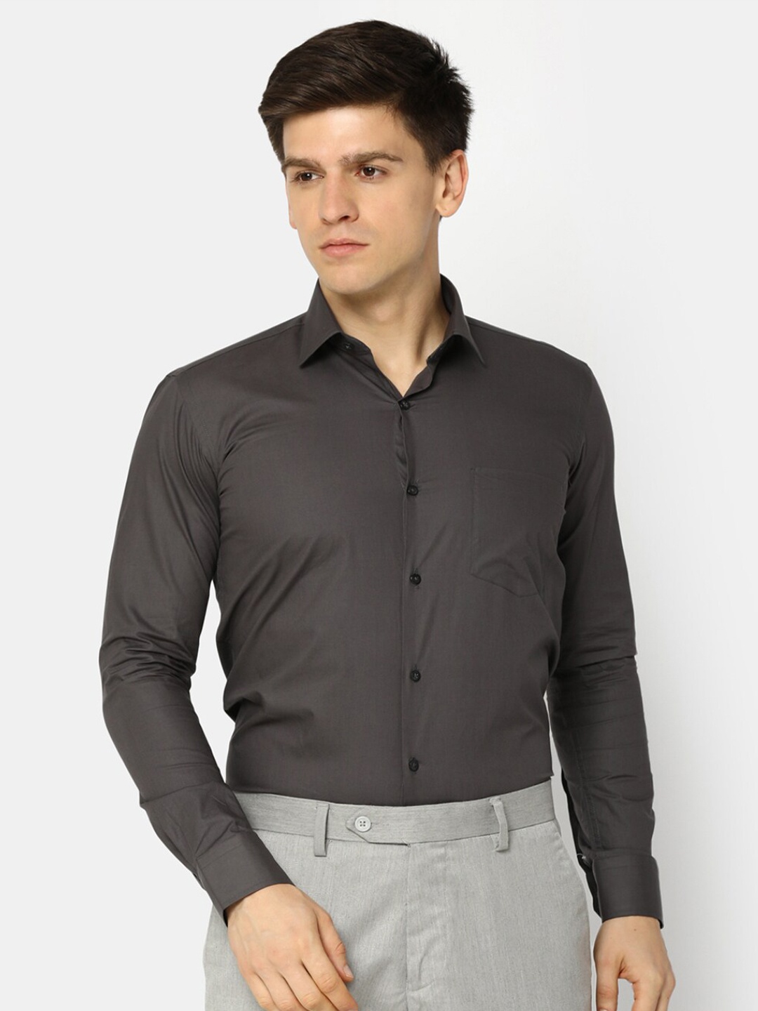 

J White by Vmart Men Grey Opaque Formal Shirt