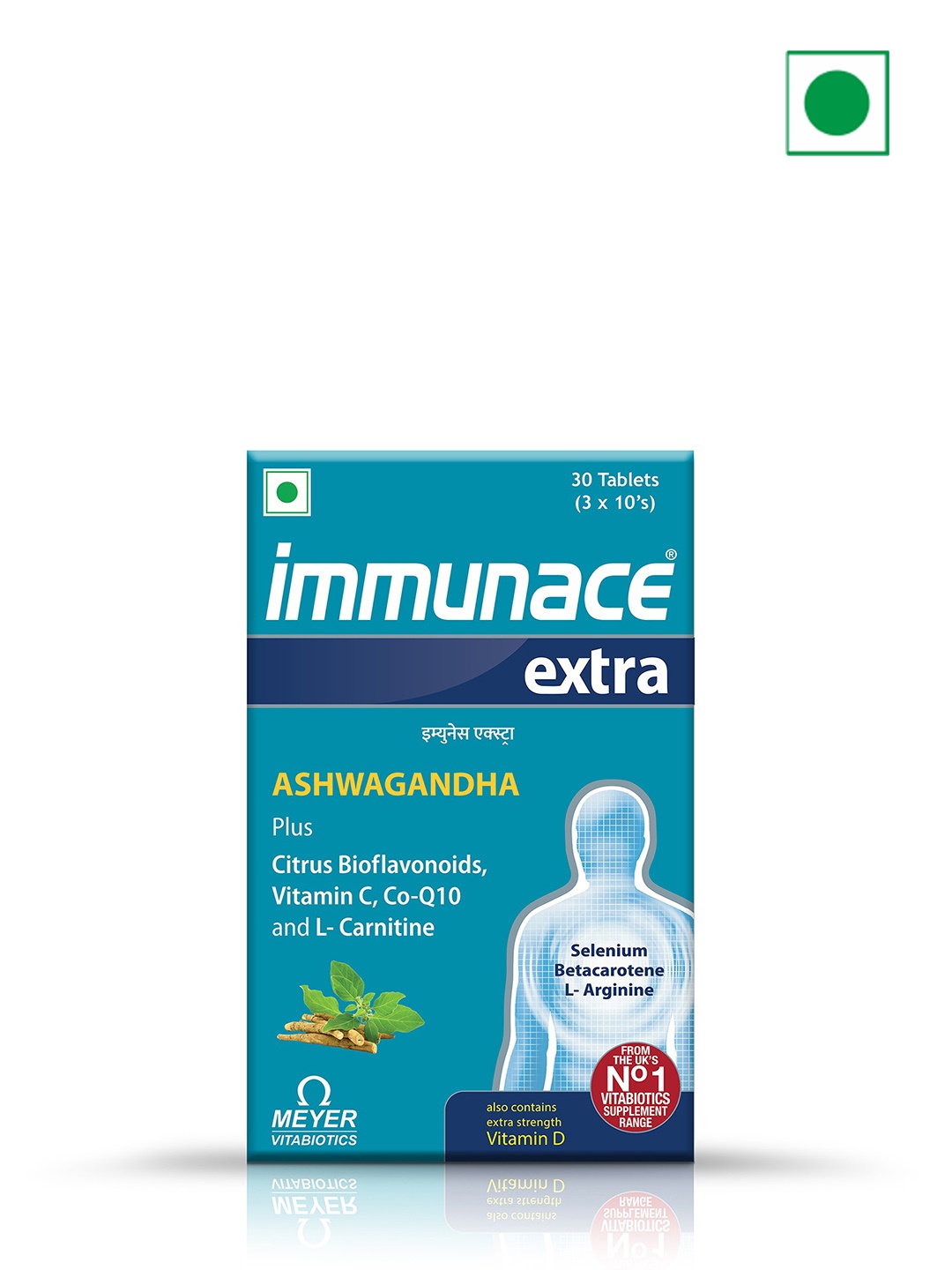 

Immunace Extra Ashwagandha Plus With Vitamin C & Selenium - 30 Tablets, Blue
