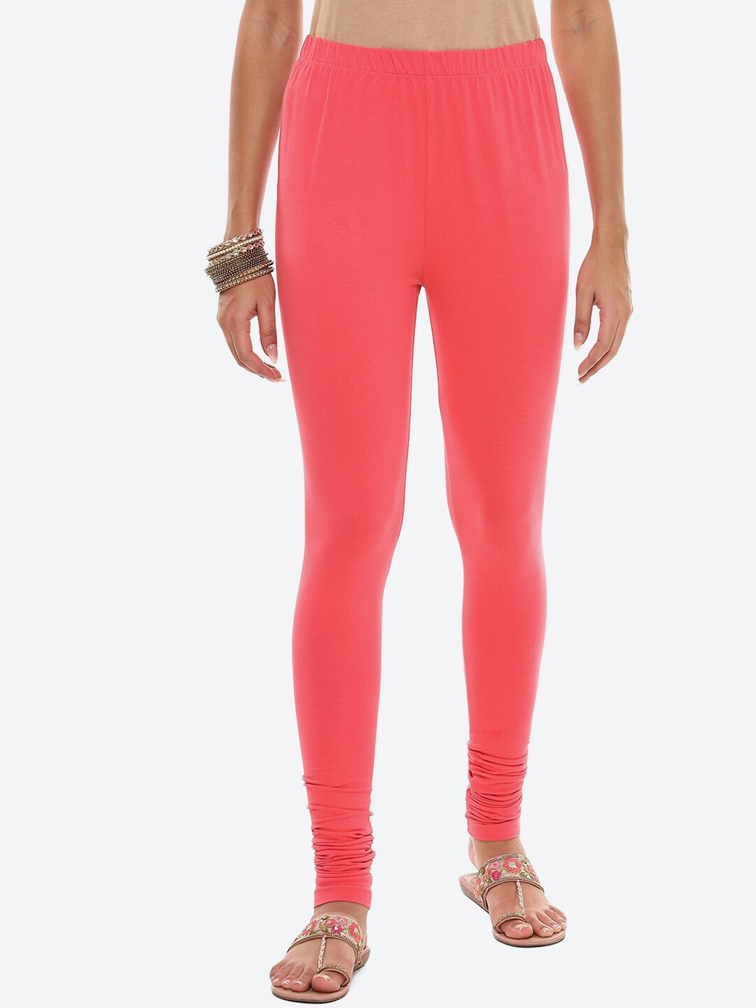 

2Bme Cotton Churidar Leggings, Coral