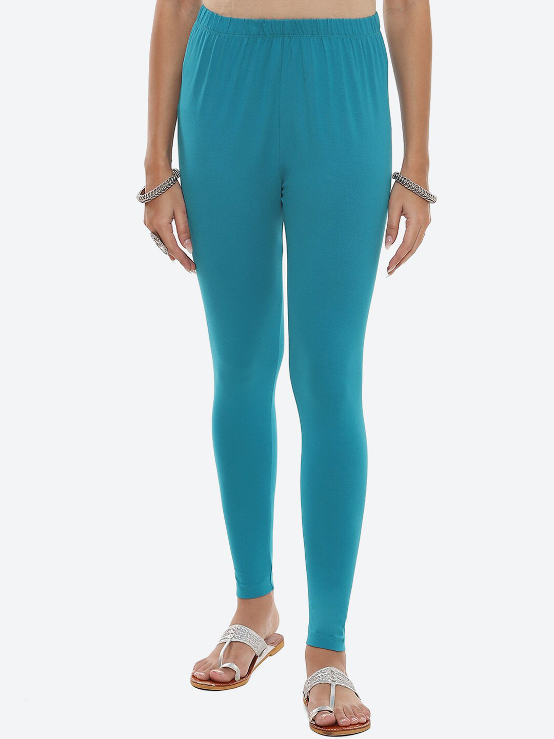 

2Bme Ankle Length Cotton Leggings, Teal