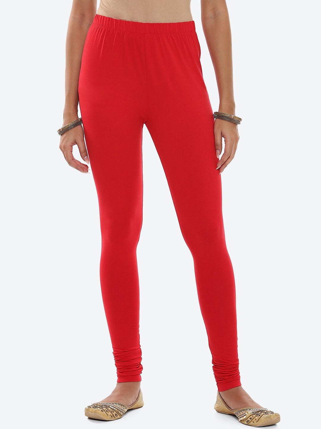 

2Bme Cotton Churidar Leggings, Red