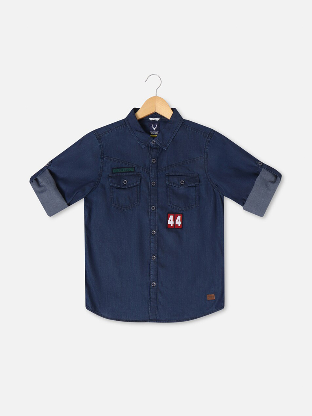 

Allen Solly Junior Boys Slim Fit Spread Collar Casual Shirt, Navy blue