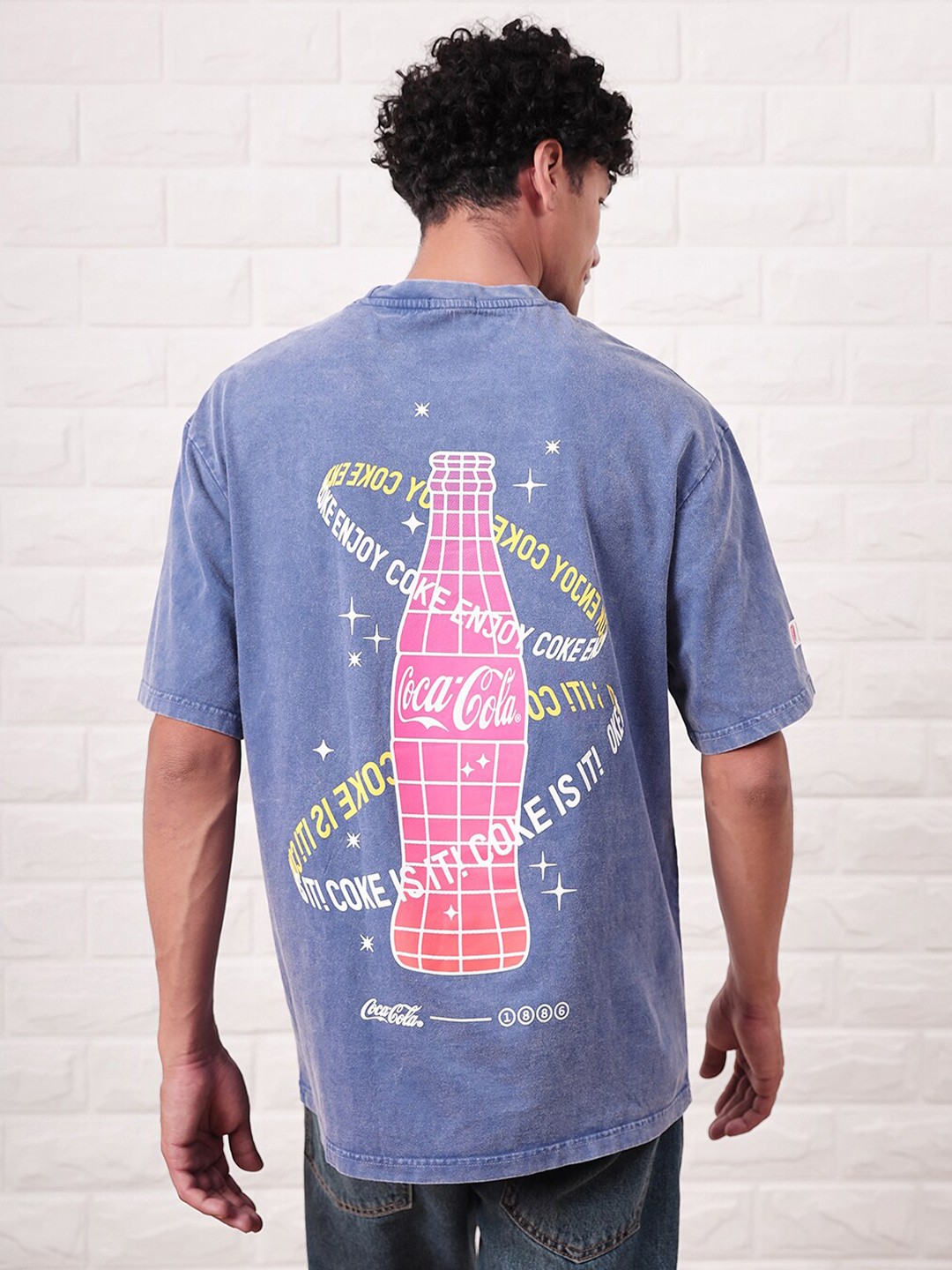 

Bewakoof Graphic Printed Round Neck Cotton Oversized T-shirt, Blue